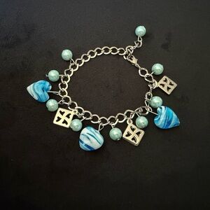 Silver and Blue Charm Bracelet